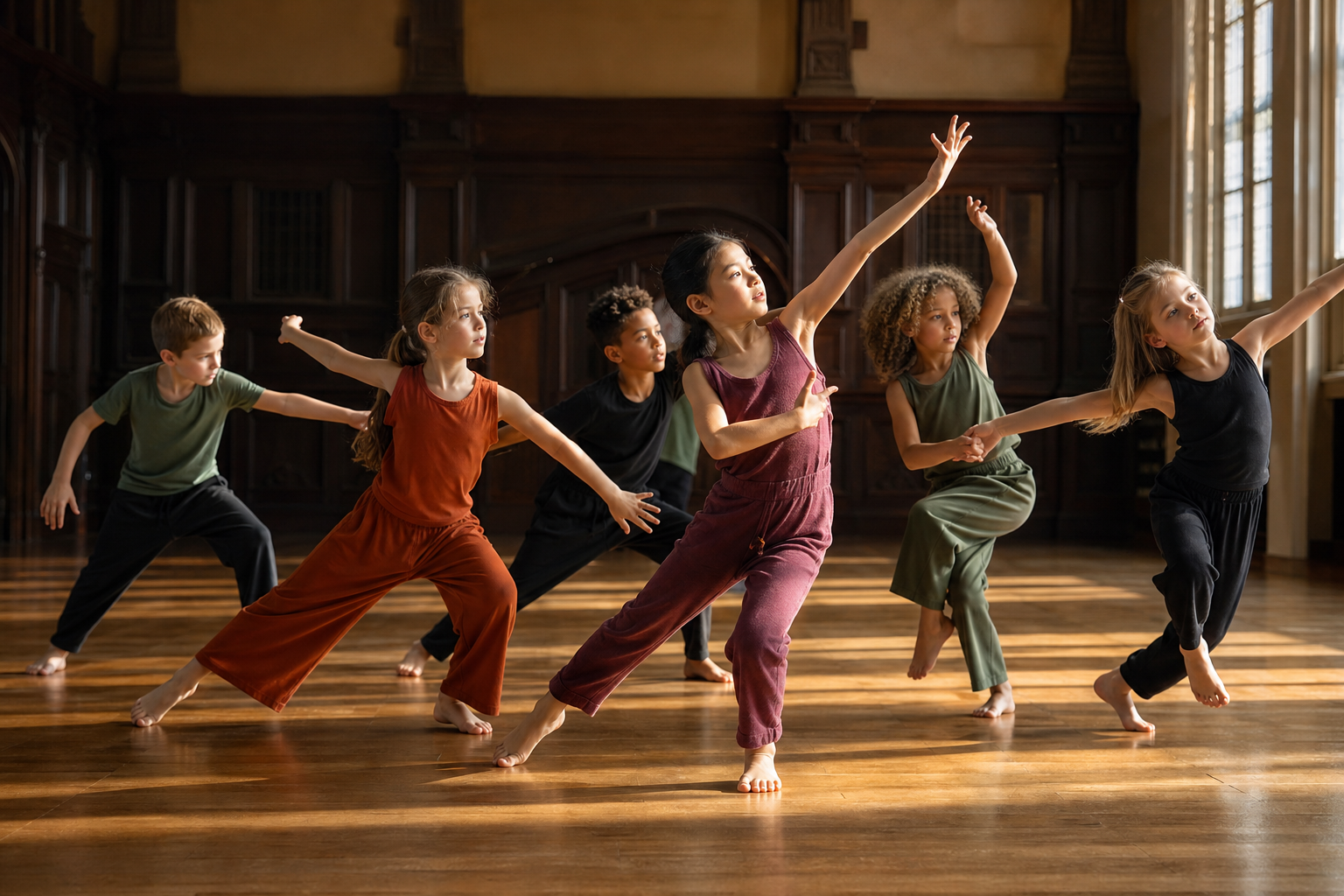 Children exploring expressive contemporary movement