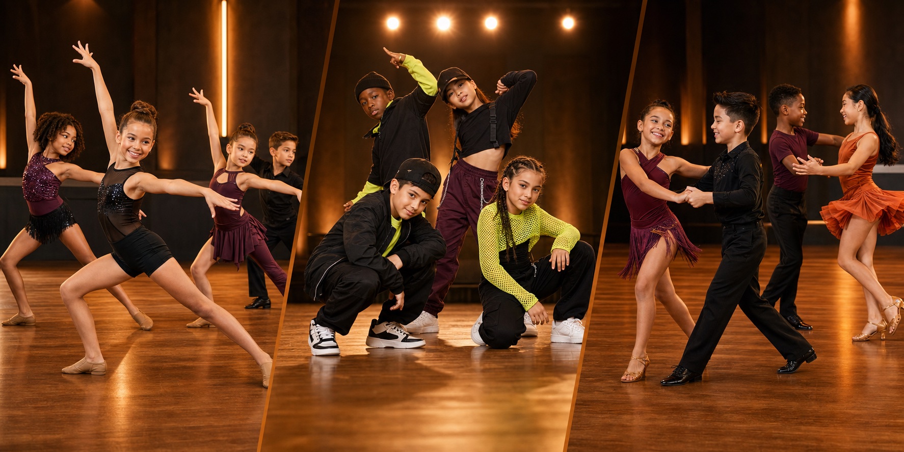 Children performing jazz dance, hip hop and salsa-inspired movement